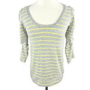 Dolan Left Coast (Anthropologie) Ruched Sleeve Striped 3/4 Sleeve Top
